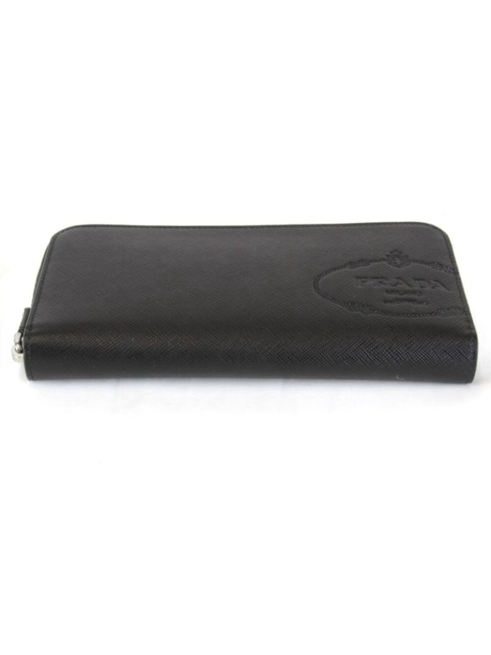 Prada Saffiano Round Zip Wallet Leather Black - Picture 5 of 9